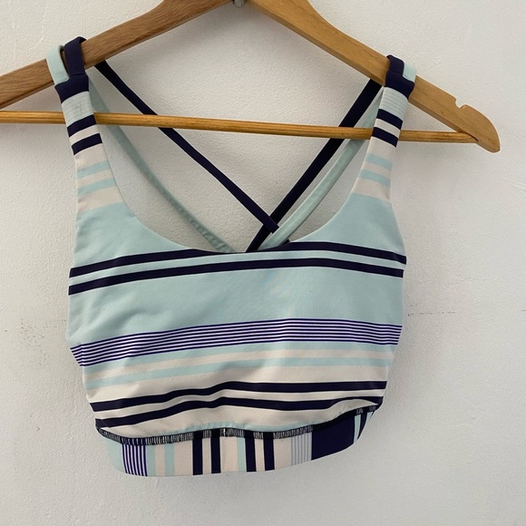 Lululemon Energy Bra Groovy Stripe Cadet Blue Aquamarine Cadet Blue Size:8 - Picture 2 of 7